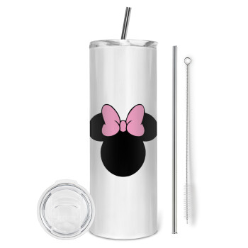 mouse girl, Tumbler stainless steel 600ml, with metal straw & cleaning brush