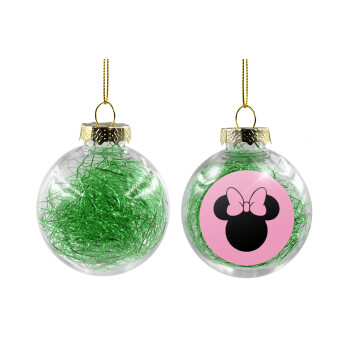 mouse girl, Χριστουγεννιάτικη μπάλα δένδρου διάφανη με πράσινο γέμισμα 8cm