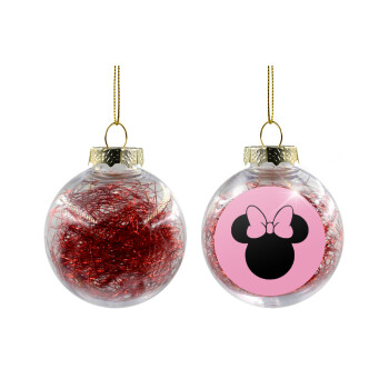 mouse girl, Transparent Christmas tree ball ornament with red filling 8cm
