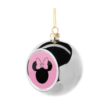 mouse girl, Στολίδι Χριστουγεννιάτικη μπάλα δένδρου Ασημένια 8cm
