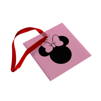mouse girl, Christmas ornament, glass square ornament 9x9cm