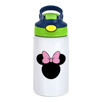 mouse girl, Παιδικό παγούρι θερμό, ανοξείδωτο, με καλαμάκι ασφαλείας, πράσινο/μπλε (350ml)