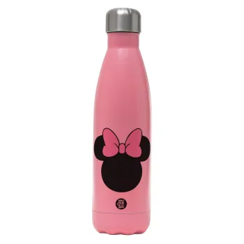 mouse girl, Μεταλλικό παγούρι θερμός Ροζ Ματ (Stainless steel), διπλού τοιχώματος, 500ml