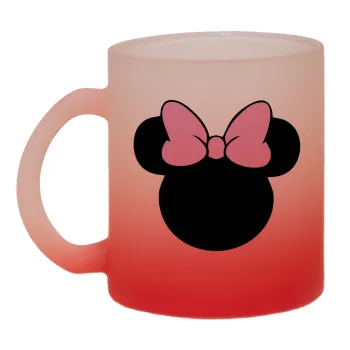 mouse girl, Κούπα γυάλινη δίχρωμη με βάση το κόκκινο ματ, 330ml