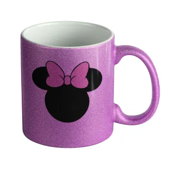 mouse girl, Κούπα Μωβ Glitter που γυαλίζει, κεραμική, 330ml