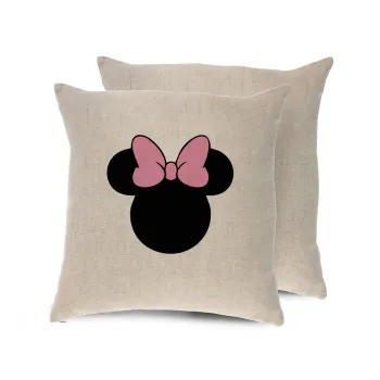 mouse girl, Μαξιλάρι καναπέ ΛΙΝΟ 40x40cm περιέχεται το  γέμισμα