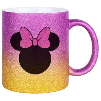 mouse girl, Κούπα Χρυσή/Ροζ Glitter, κεραμική, 330ml