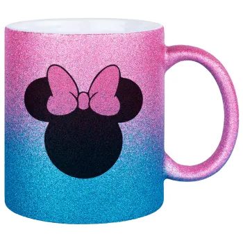mouse girl, Κούπα Χρυσή/Μπλε Glitter, κεραμική, 330ml