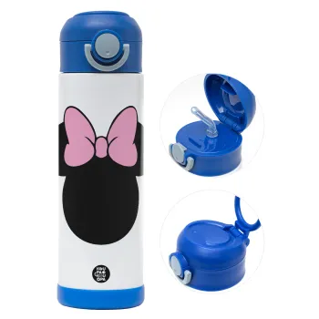 mouse girl, Παιδικό παγούρι θερμό, ανοξείδωτο, με καλαμάκι ασφαλείας, ΜΠΛΕ (500ml)