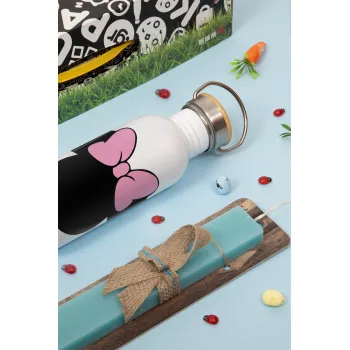 mouse girl, Πασχαλινή Λαμπάδα με παγούρι μεταλλικό (620ml, stainless steel) & κερί αρωματικό πλακέ (30cm) (ΤΙΡΚΟΥΑΖ)