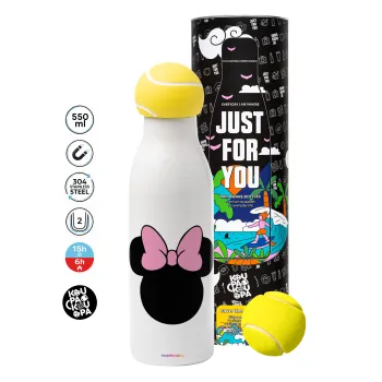 mouse girl, Μπάλα τένις μεταλλικό παγούρι θερμός, διπλού τοιχώματος, 550ml