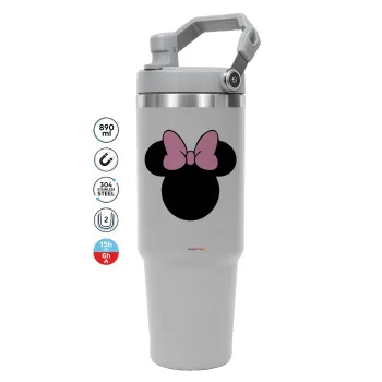mouse girl, ΓΚΡΙ χρώματος Θερμός Ανοξείδωτο 890ml (30oz) με χερούλι