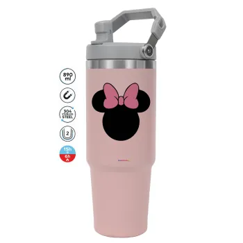 mouse girl, ΡΟΖ χρώματος Θερμός Ανοξείδωτο 890ml (30oz) με χερούλι