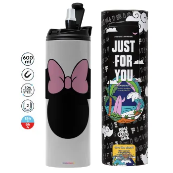 mouse girl, Tumbler ποτήρι θερμό ΓΚΡΙ από ανοξείδωτο ατσάλι 600ml