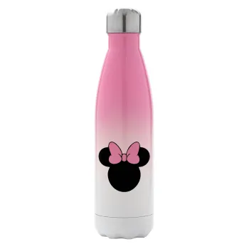 mouse girl, Metal mug thermos Pink/White (Stainless steel), double wall, 500ml