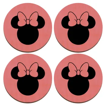 mouse girl, ΣΕΤ x4 Σουβέρ ξύλινα στρογγυλά plywood (9cm)