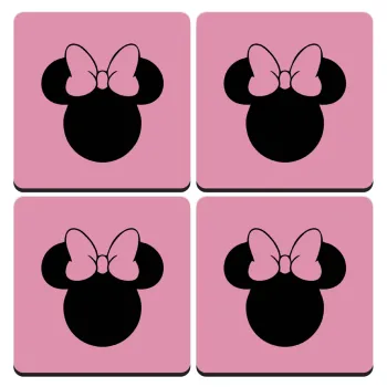 mouse girl, ΣΕΤ 4 Σουβέρ ξύλινα τετράγωνα (9cm)