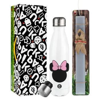 mouse girl, Easter candle, metallic white thermos bottle (500ml) & aromatic flat candle (30cm) (GRAY)