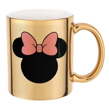 mouse girl, Κούπα κεραμική, χρυσή καθρέπτης, 330ml