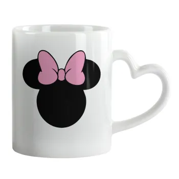 mouse girl, Κούπα καρδιά χερούλι λευκή, κεραμική, 330ml