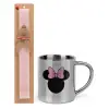 Easter Set, metallic thermal cup (300ml) & aromatic flat Easter candle (30cm) (PINK)