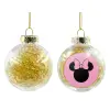 Transparent Christmas tree ball ornament with gold filling 8cm