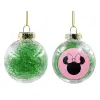 Transparent Christmas tree ball ornament with green filling 8cm
