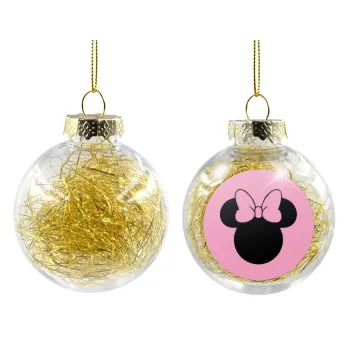 mouse girl, Transparent Christmas tree ball ornament with gold filling 8cm