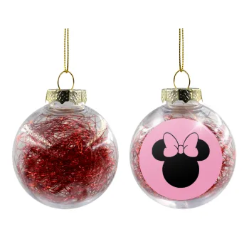 mouse girl, Transparent Christmas tree ball ornament with red filling 8cm