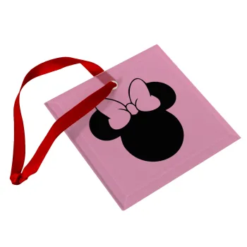 mouse girl, Στολίδι Χριστουγεννιάτικο στολίδι γυάλινο τετράγωνο 9x9cm