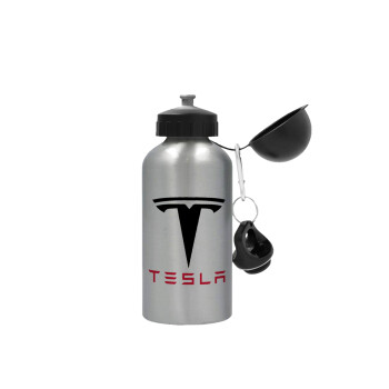 Tesla motors, Μεταλλικό παγούρι νερού, Ασημένιο, αλουμινίου 500ml