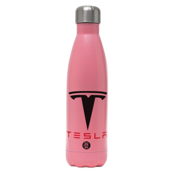 Tesla motors, Metal mug thermos Pink Mat (Stainless steel), double wall, 500ml