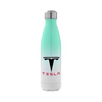 Tesla motors, Μεταλλικό παγούρι θερμός Πράσινο/Λευκό (Stainless steel), διπλού τοιχώματος, 500ml