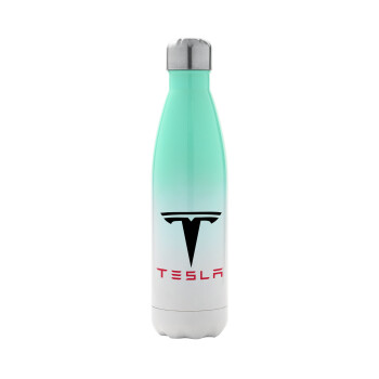 Tesla motors, Metal mug thermos Green/White (Stainless steel), double wall, 500ml