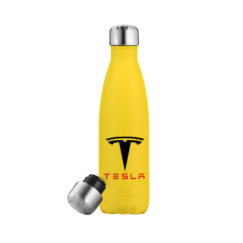 Tesla motors, Μεταλλικό παγούρι θερμός Κίτρινος (Stainless steel), διπλού τοιχώματος, 500ml