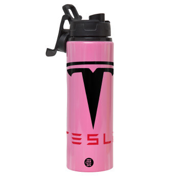 Tesla motors, Metallic water bottle with safety lid, 850ml aluminum