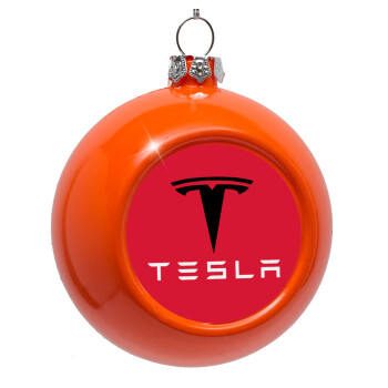 Tesla motors, Orange Christmas tree ornament bauble 8cm
