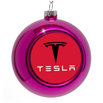 Tesla motors, Purple Christmas tree ornament bauble 8cm