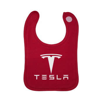 Tesla motors, Σαλιάρα με Σκρατς Κόκκινη 100% Organic Cotton (0-18 months)