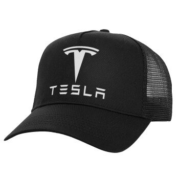 Tesla motors, Καπέλο Structured Trucker, Μαύρο, 100% βαμβακερό, (UNISEX, ONE SIZE)
