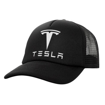 Tesla motors, Καπέλο Ενηλίκων Soft Trucker με Δίχτυ Μαύρο (POLYESTER, ΕΝΗΛΙΚΩΝ, UNISEX, ONE SIZE)