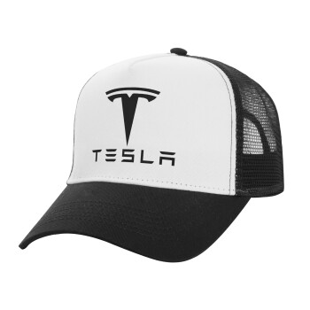 Tesla motors, Καπέλο Ενηλίκων Structured Trucker, με Δίχτυ, ΛΕΥΚΟ/ΜΑΥΡΟ (100% ΒΑΜΒΑΚΕΡΟ, ΕΝΗΛΙΚΩΝ, UNISEX, ONE SIZE)
