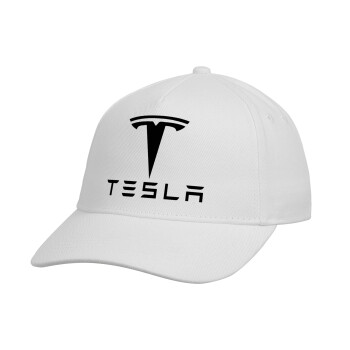 Tesla motors, Καπέλο παιδικό Baseball, 100% Βαμβακερό, Λευκό