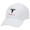 Tesla motors, Καπέλο ενηλίκων Jockey Λευκό (snapback, 5-φύλλο, unisex)