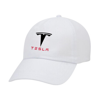 Tesla motors, Καπέλο Ενηλίκων Baseball Λευκό 5-φύλλο (POLYESTER, ΕΝΗΛΙΚΩΝ, UNISEX, ONE SIZE)