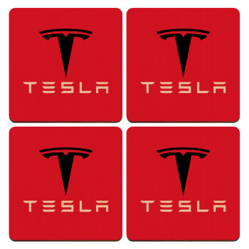 Tesla motors, ΣΕΤ x4 Σουβέρ ξύλινα τετράγωνα plywood (9cm)