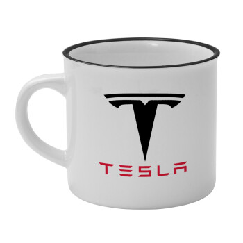 Tesla motors, Κούπα κεραμική vintage Λευκή/Μαύρη 230ml