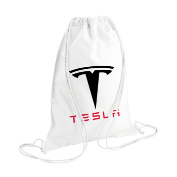 Tesla motors, Backpack pouch GYMBAG white (28x40cm)