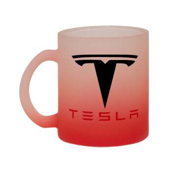 Tesla motors, Κούπα γυάλινη δίχρωμη με βάση το κόκκινο ματ, 330ml