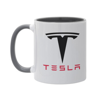 Tesla motors, Κούπα χρωματιστή γκρι, κεραμική, 330ml